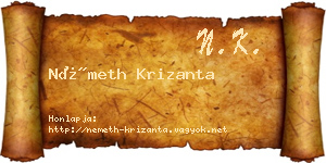 Németh Krizanta névjegykártya